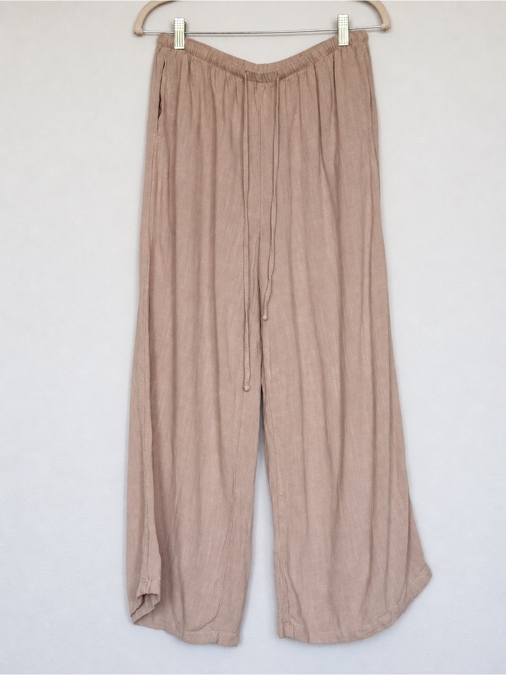 Beige Lounge Wide Leg Drawstring Pants Size L